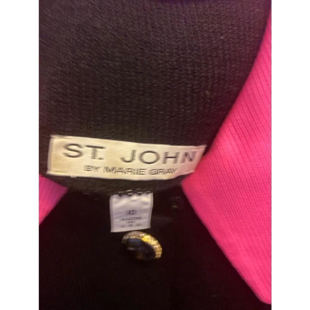 Women's St. John Black and Pink Blazer Size 10 - Picture 2 of 7